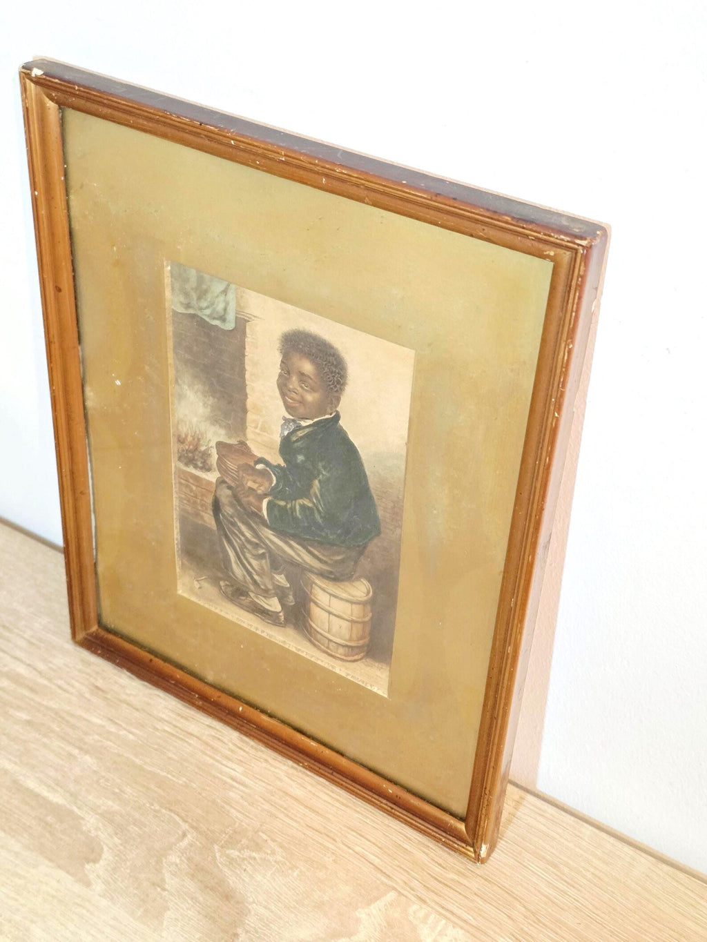 Boy by the Fireside — Vintage Framed Portrait Print – photo 2