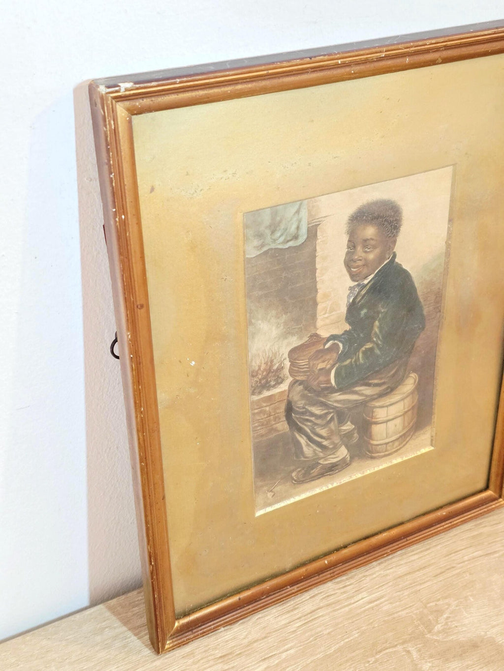 Boy by the Fireside — Vintage Framed Portrait Print – photo 5