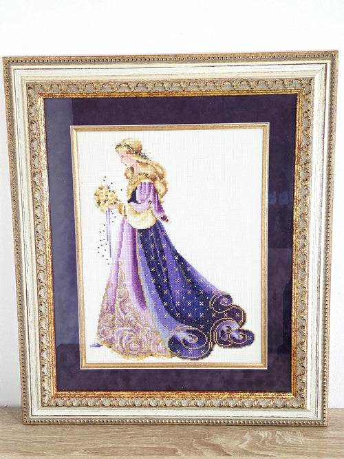 Celtic Lady in Purple — Beaded Cross Stitch in an Ornate Vintage Frame – photo 1