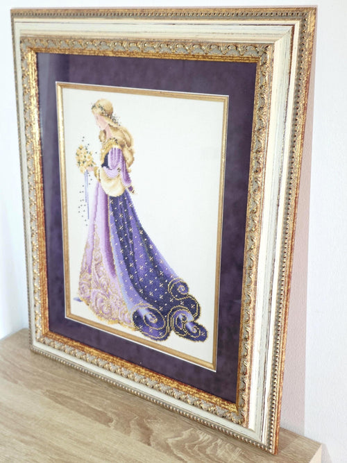 Celtic Lady in Purple — Beaded Cross Stitch in an Ornate Vintage Frame – photo 2