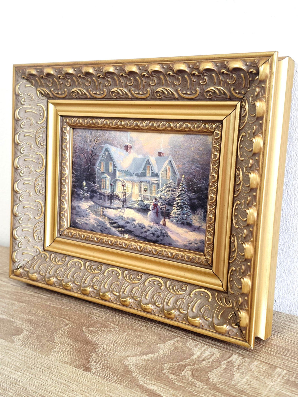 Snowy Christmas Cottage — Print in an Ornate Vintage Gold Frame – photo 2