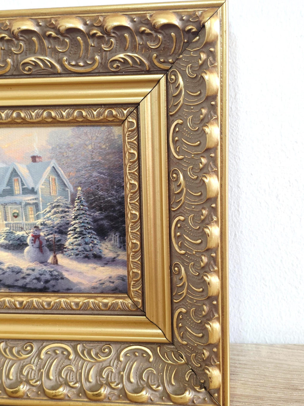 Snowy Christmas Cottage — Print in an Ornate Vintage Gold Frame – photo 3