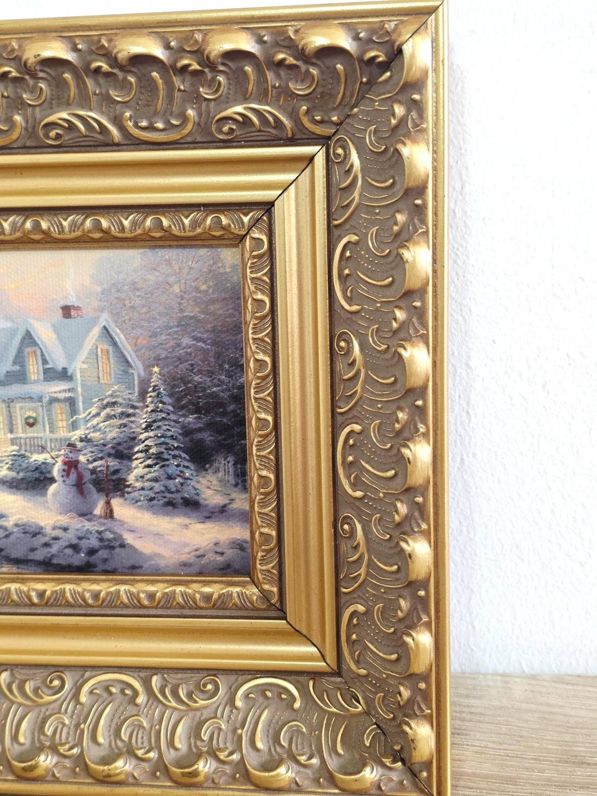 Snowy Christmas Cottage — Print in an Ornate Vintage Gold Frame – photo 3