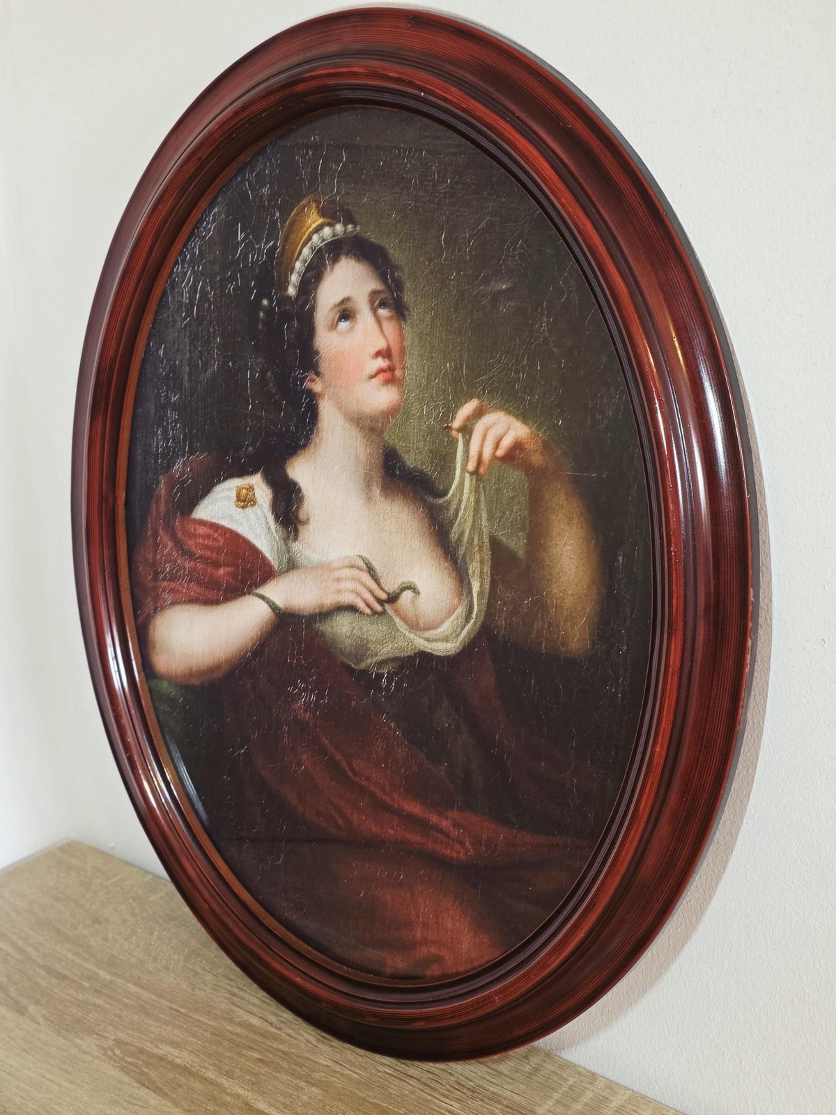 Cleopatra & the Serpent — Art Print in an Oval Burgundy Frame – photo 2