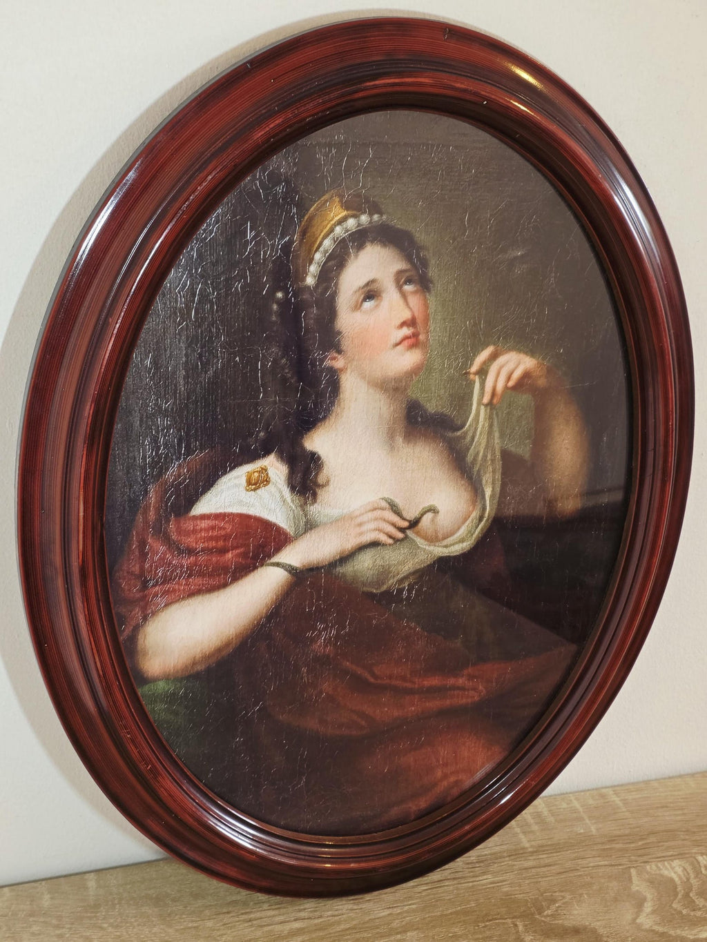 Cleopatra & the Serpent — Art Print in an Oval Burgundy Frame – photo 3