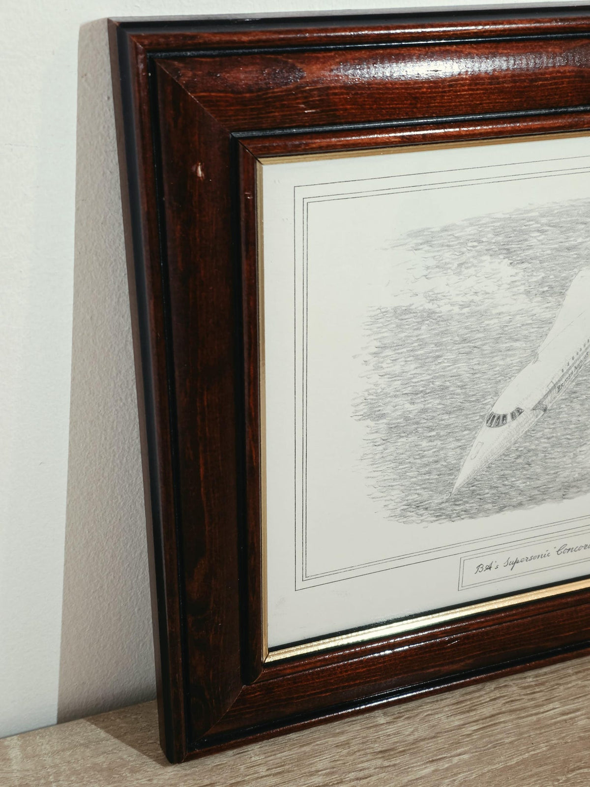 Concorde over the Sea — Original Pencil Sketch Signed David Hawker – photo 4
