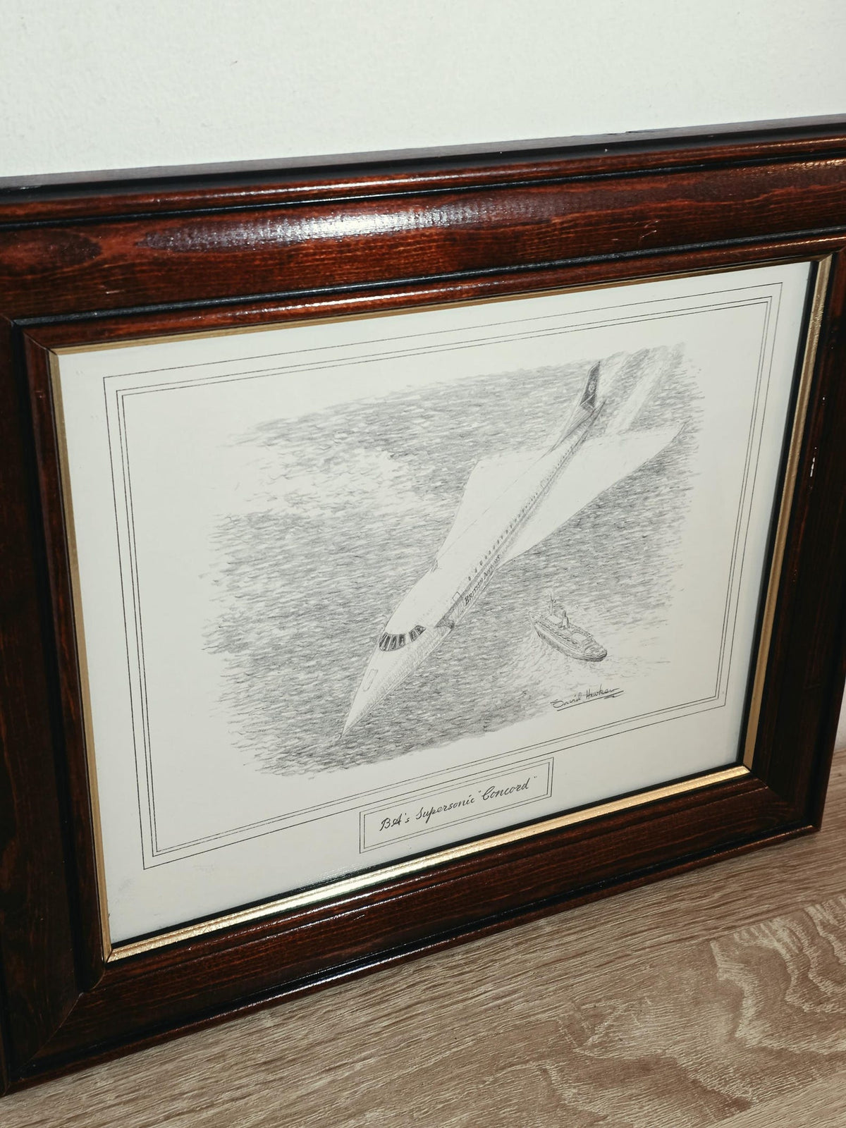 Concorde over the Sea — Original Pencil Sketch Signed David Hawker – photo 5