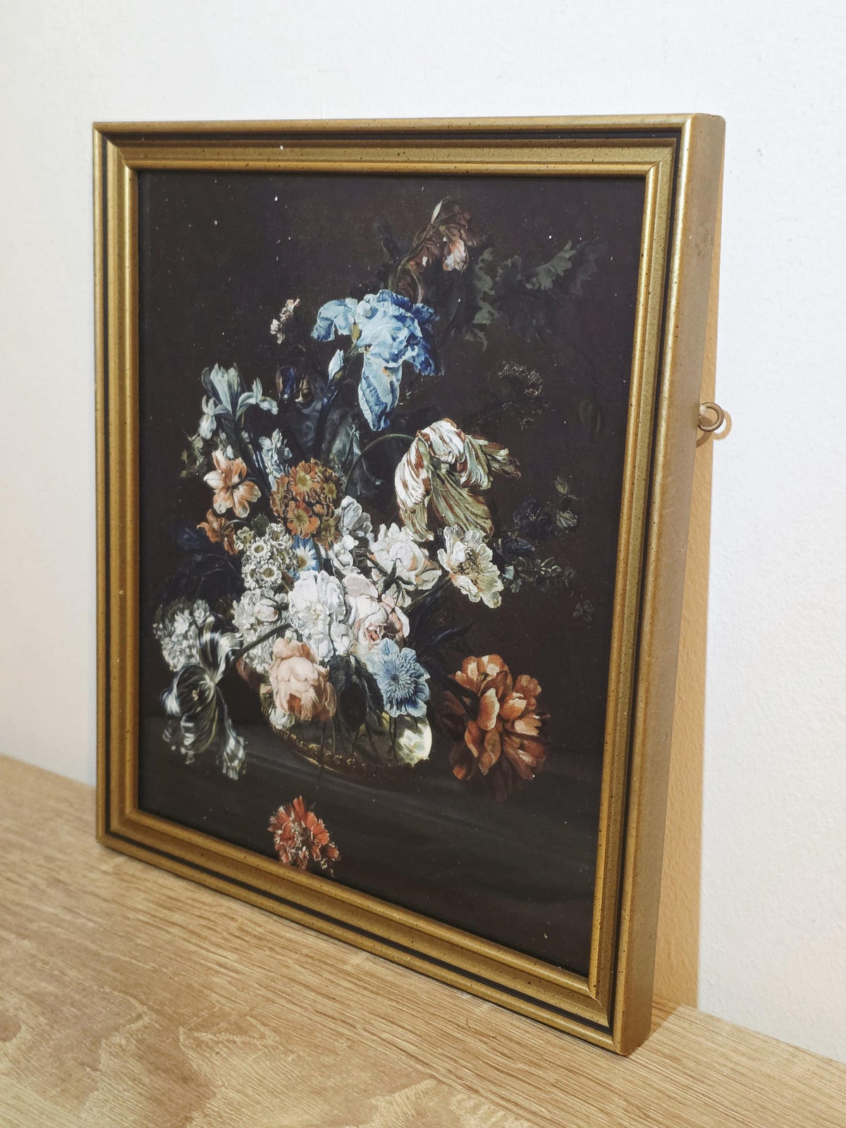 Dark Botanical Bouquet — Floral Art Print in a Vintage Gold Frame – photo 2