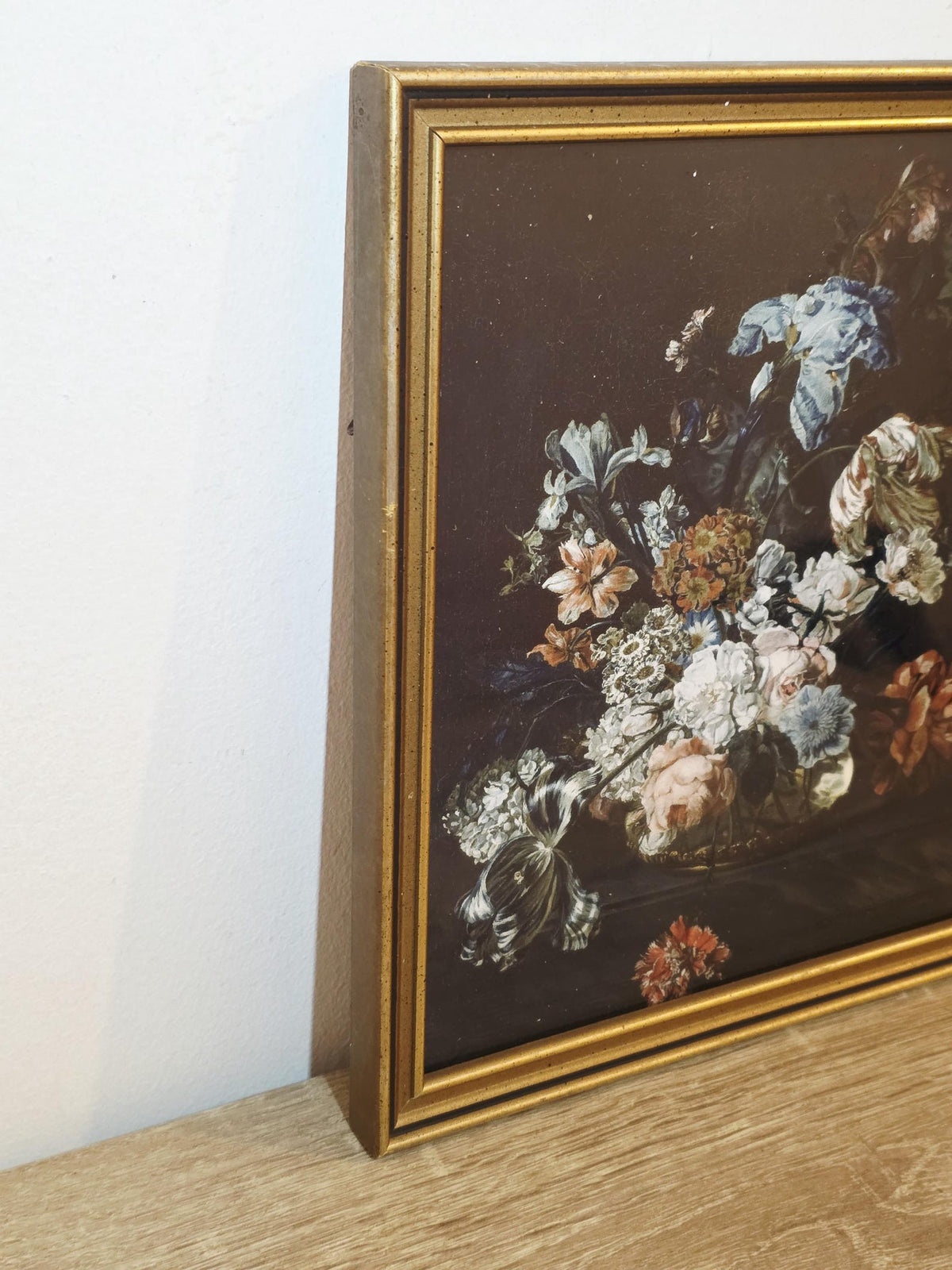 Dark Botanical Bouquet — Floral Art Print in a Vintage Gold Frame – photo 3