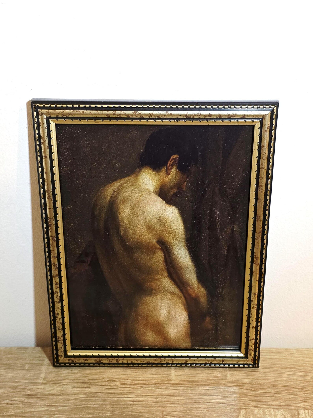 Female Nude Back Study — Art Print in a Vintage Black & Gold Frame – photo 1