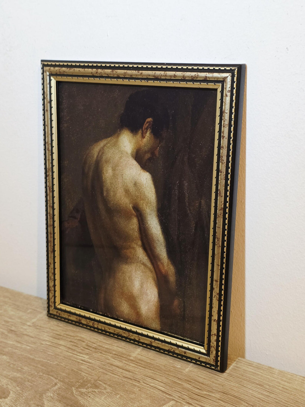 Female Nude Back Study — Art Print in a Vintage Black & Gold Frame – photo 2