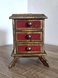 Red & Gilt Florentine-Style — Vintage Miniature Chest of Drawers – photo 1