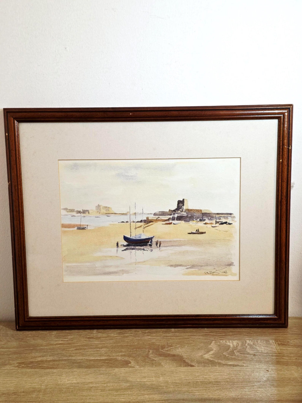 Harbour Boats at Low Tide — Signed Original Watercolour – photo 1