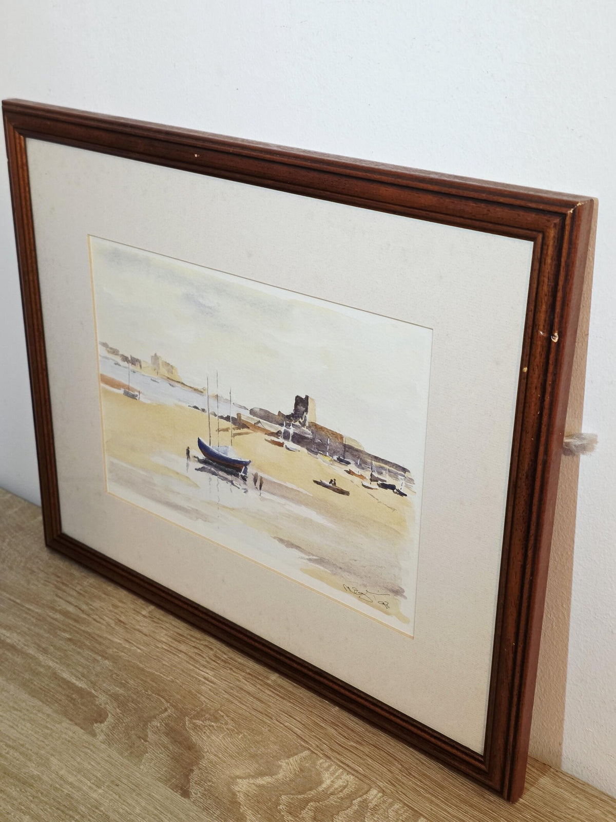 Harbour Boats at Low Tide — Signed Original Watercolour – photo 2