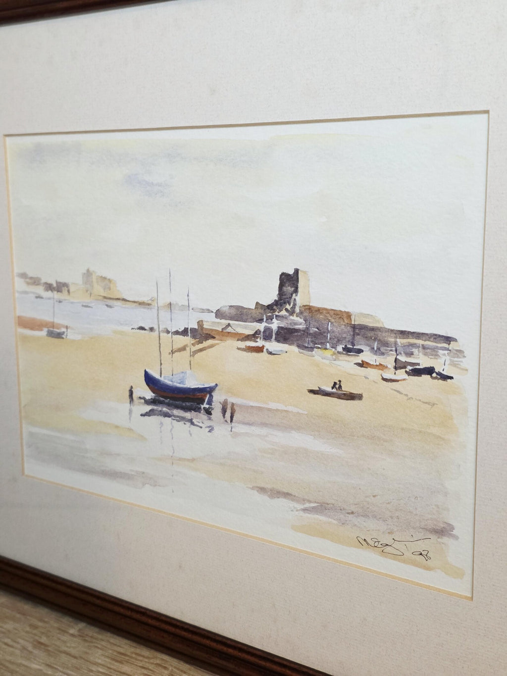 Harbour Boats at Low Tide — Signed Original Watercolour – photo 3