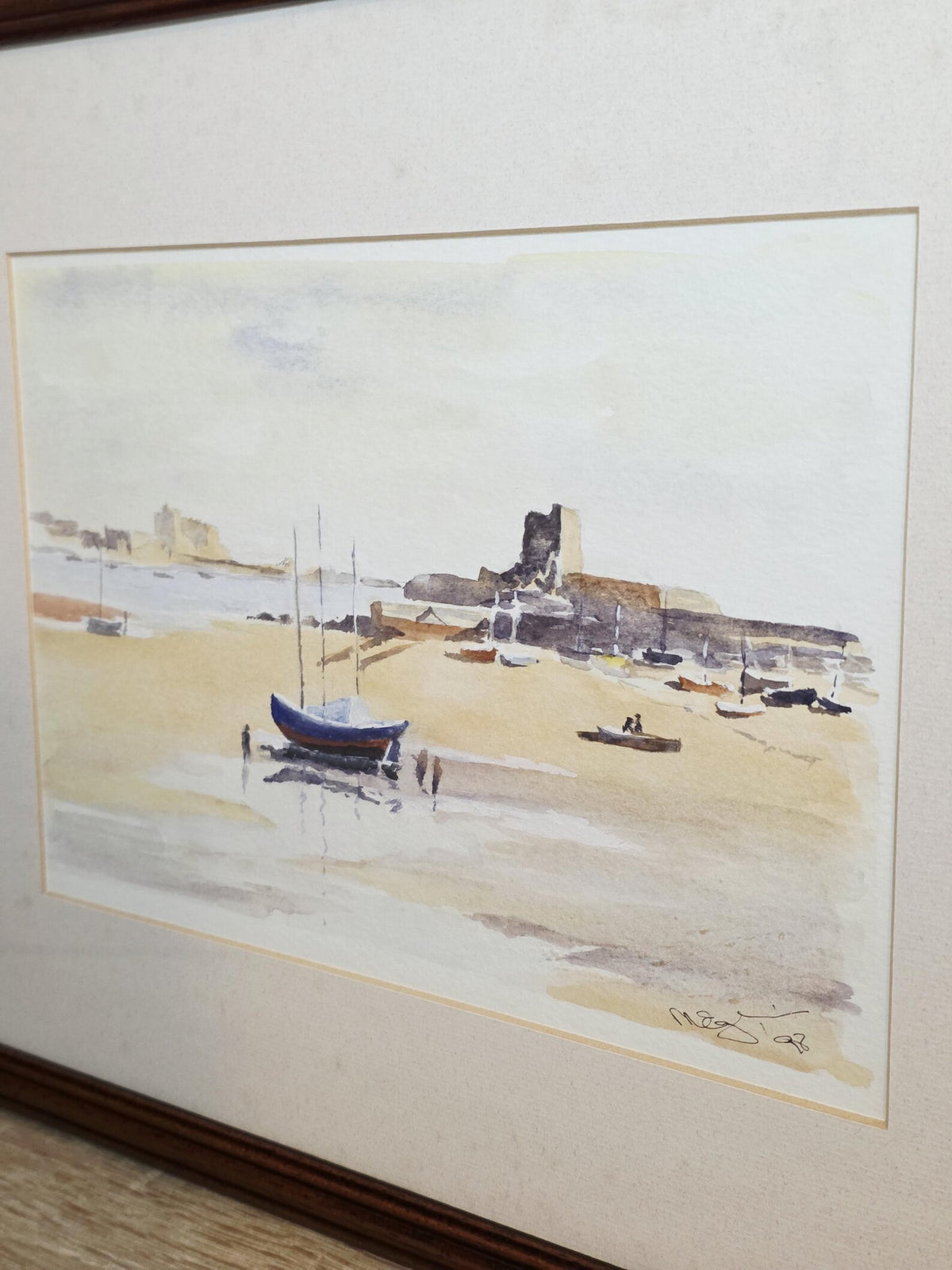 Harbour Boats at Low Tide — Signed Original Watercolour – photo 3