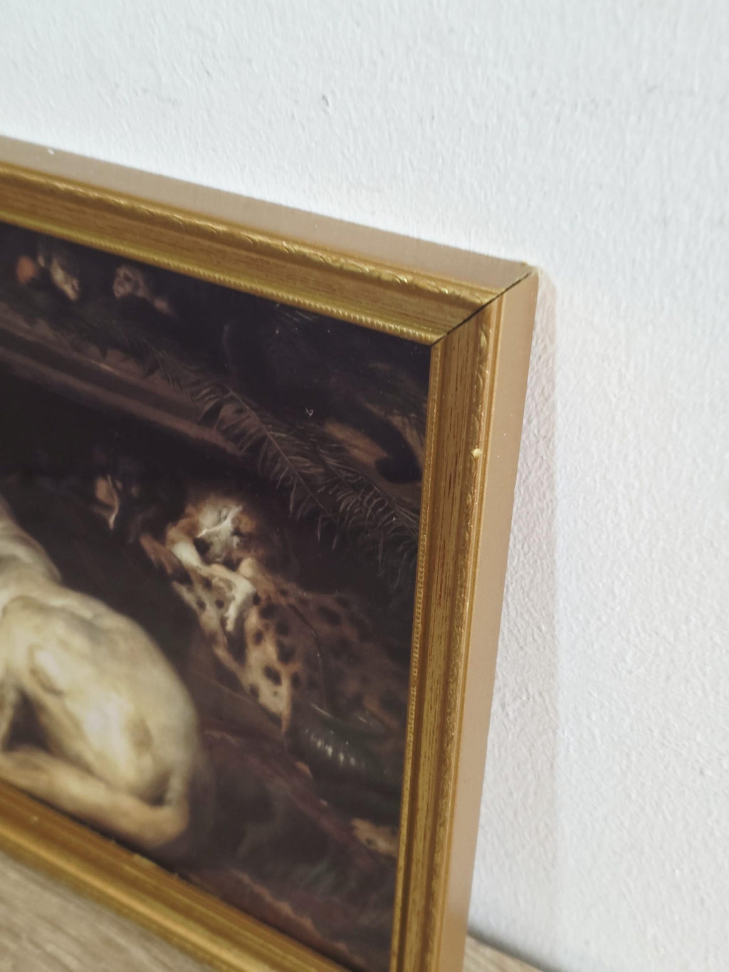 White Horse & Chestnut Foal — Art Print in a Vintage Gold Frame – photo 3