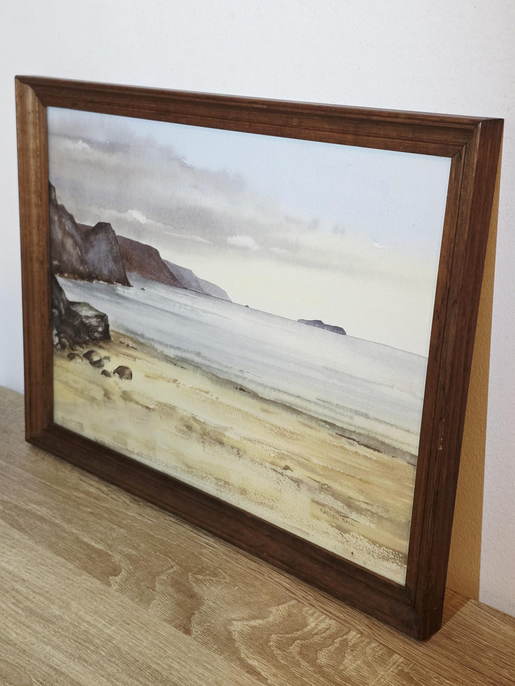 Sandy Beach & Rocky Headlands — Original Watercolour by Marion Saul – photo 2