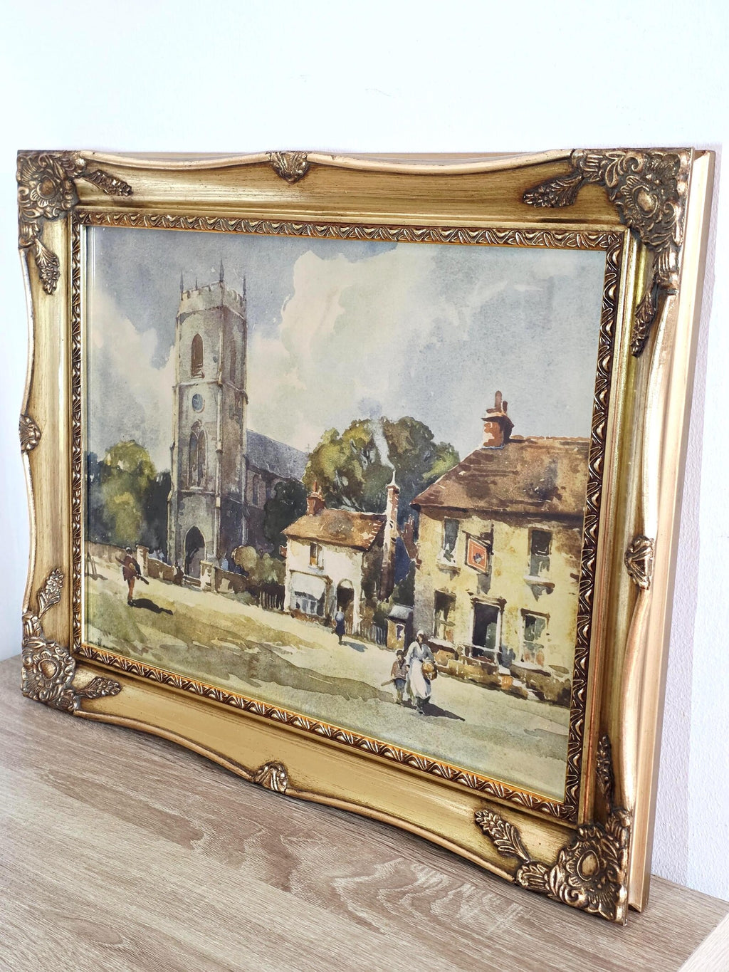Norfolk Village by W. Hyams — Vintage Print in an Ornate Gold Frame – photo 2