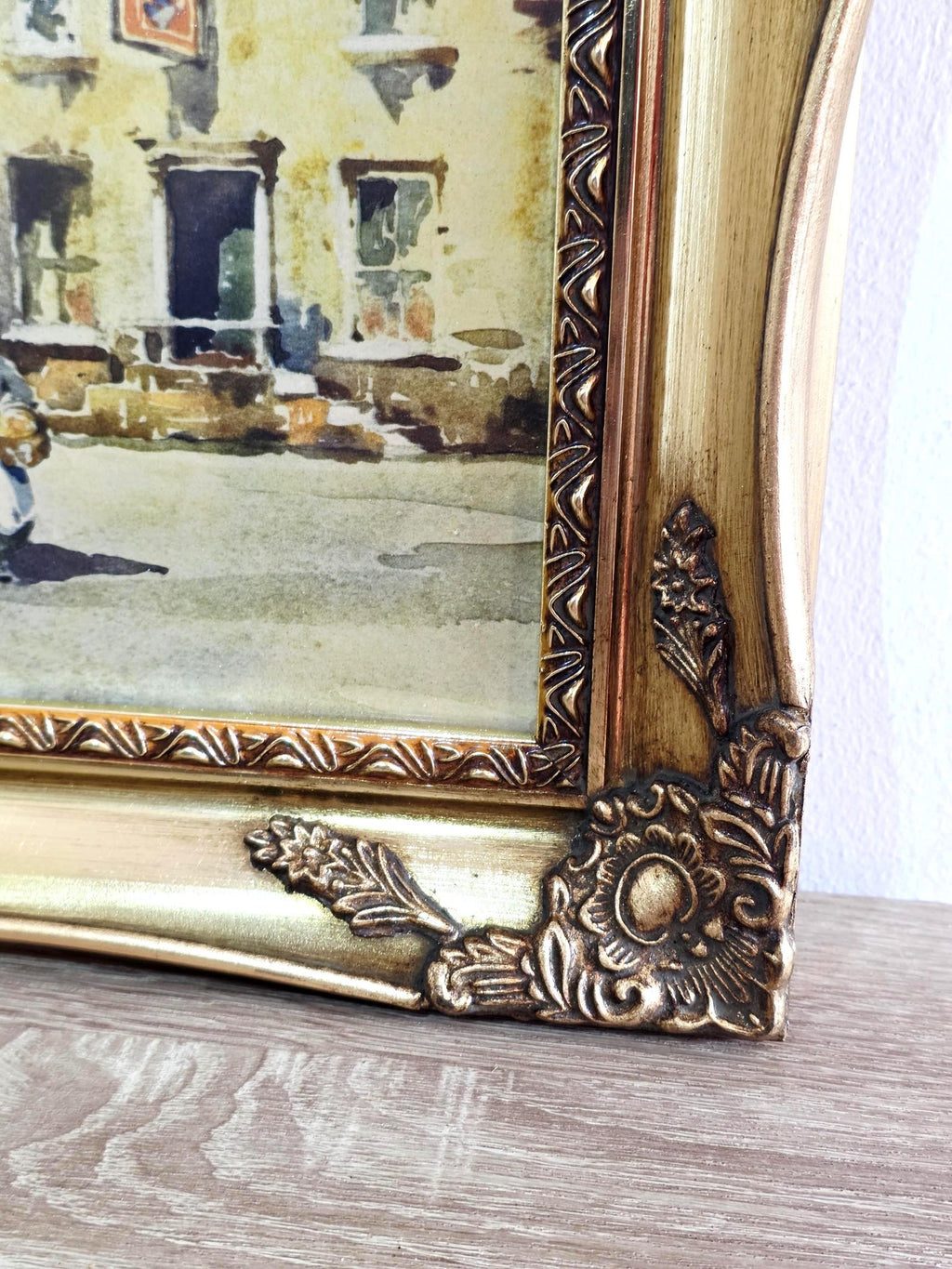 Norfolk Village by W. Hyams — Vintage Print in an Ornate Gold Frame – photo 3