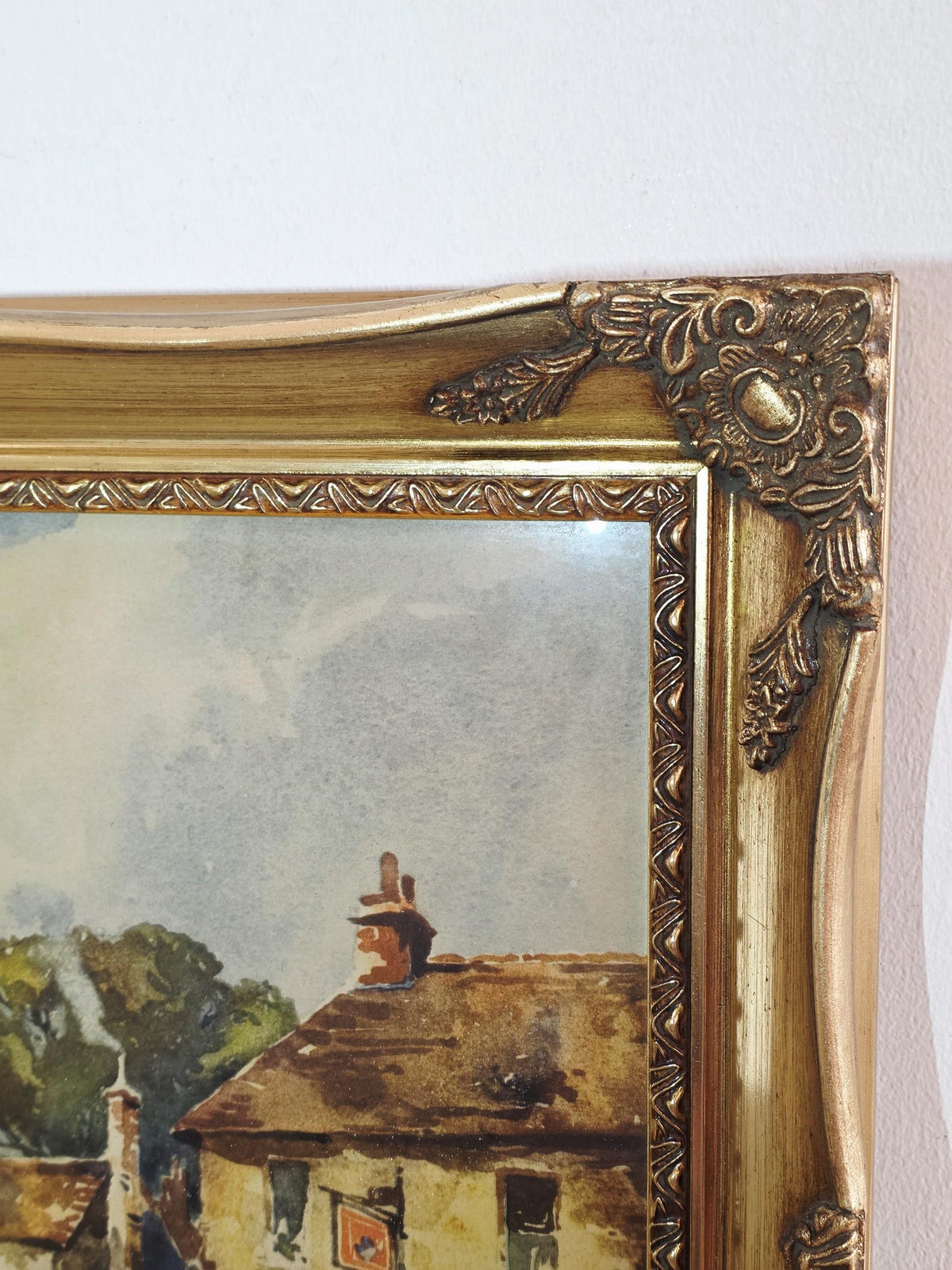 Norfolk Village by W. Hyams — Vintage Print in an Ornate Gold Frame – photo 5