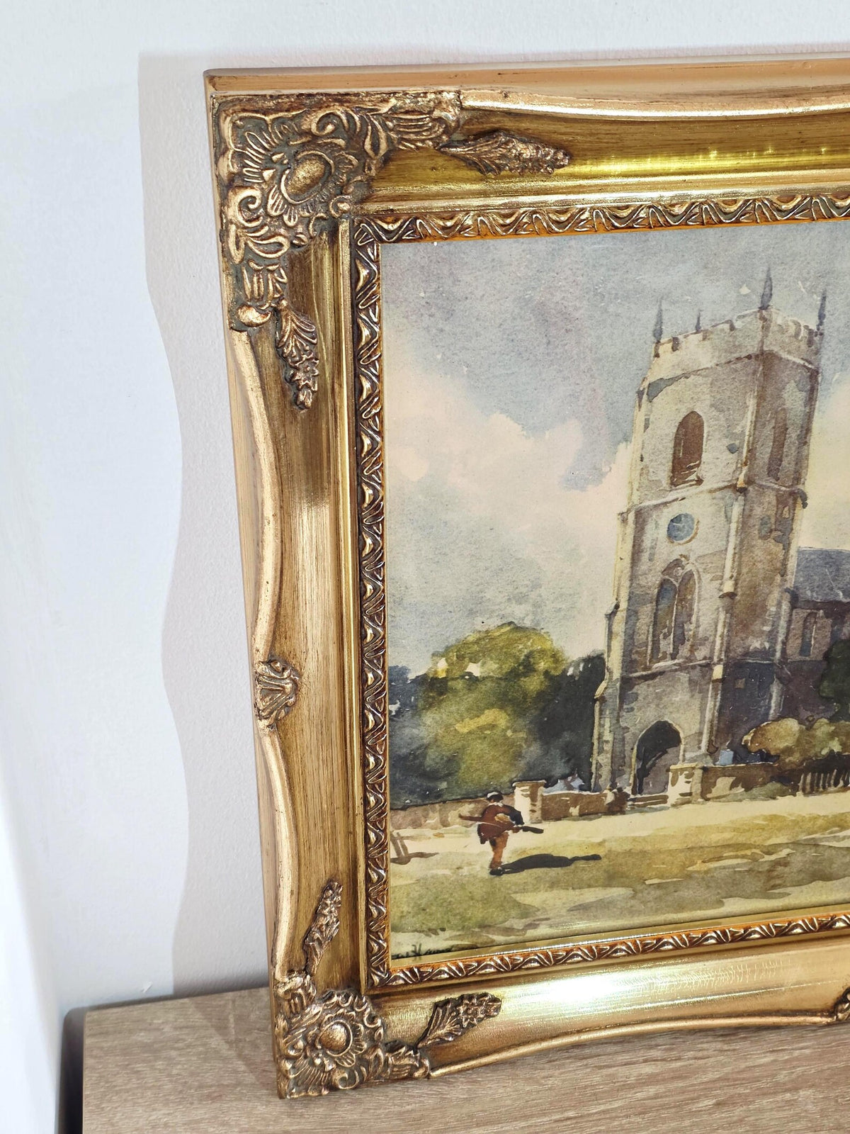 Norfolk Village by W. Hyams — Vintage Print in an Ornate Gold Frame – photo 6