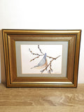 Nuthatch on a Budding Branch — Signed Original Watercolour – photo 1