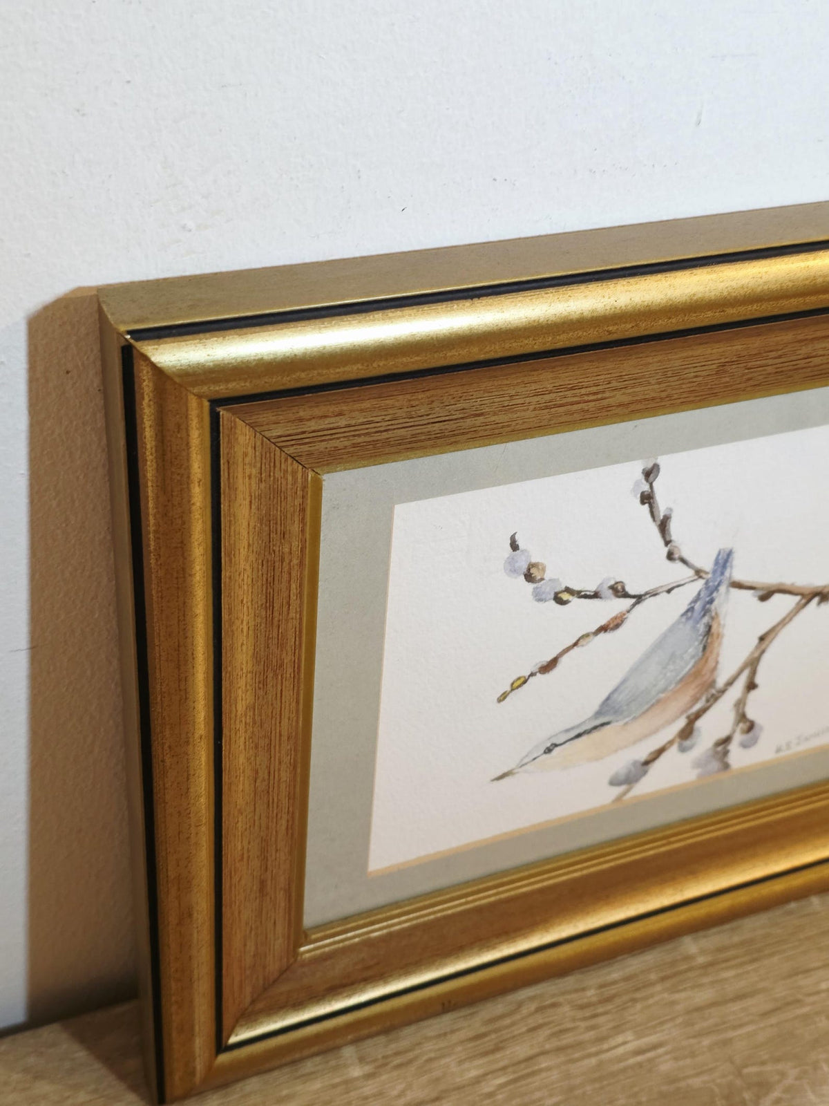 Nuthatch on a Budding Branch — Signed Original Watercolour – photo 5