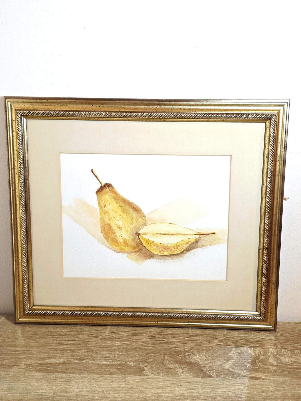 Golden Pear Still Life — Original Vintage Watercolour – photo 1