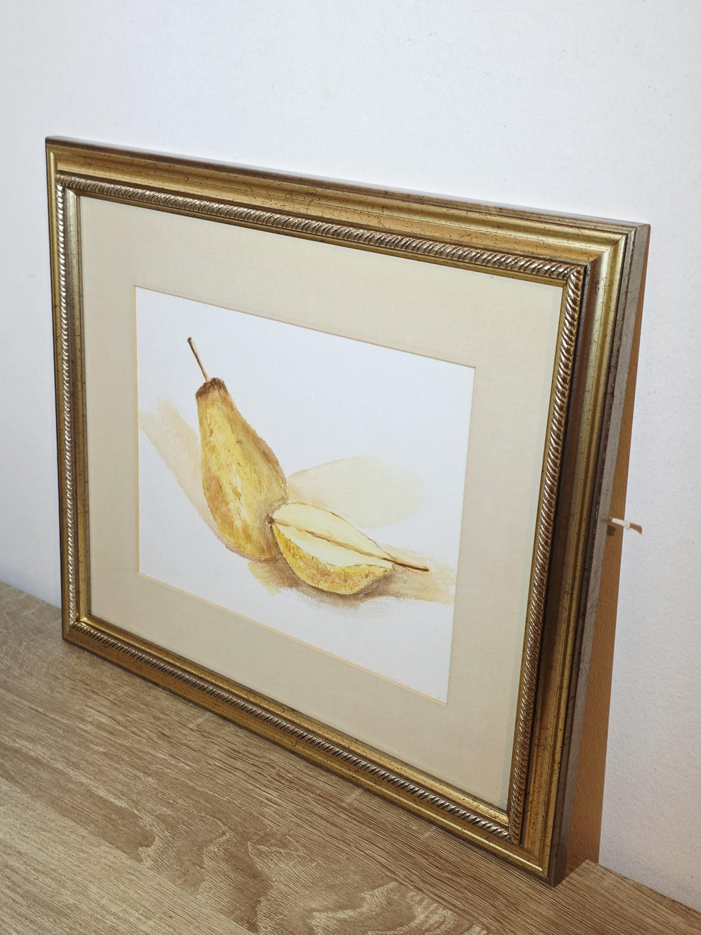 Golden Pear Still Life — Original Vintage Watercolour – photo 2