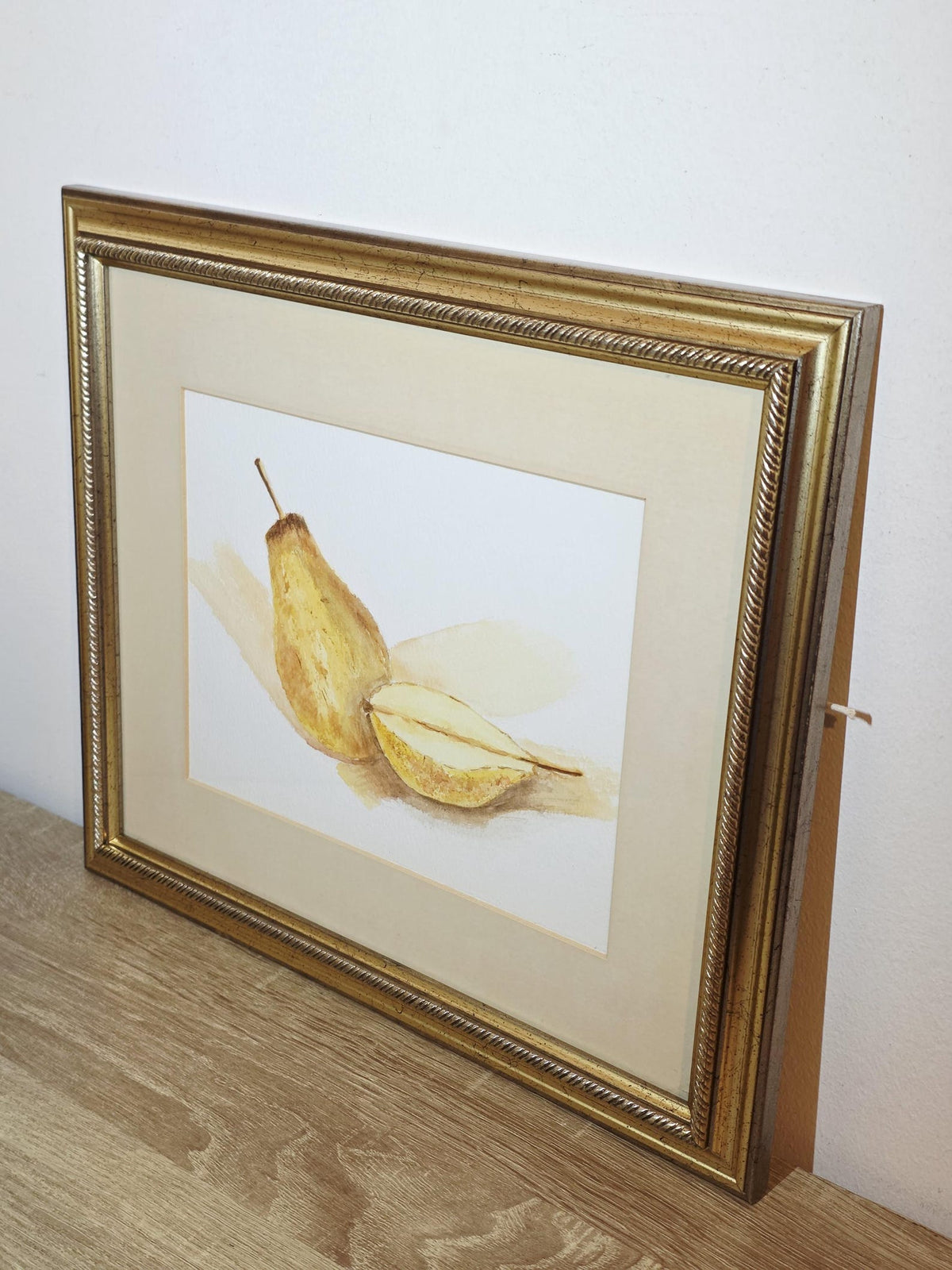 Golden Pear Still Life — Original Vintage Watercolour – photo 2