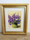 Purple Flowers in a Green Vase — Vintage Framed Print – photo 1