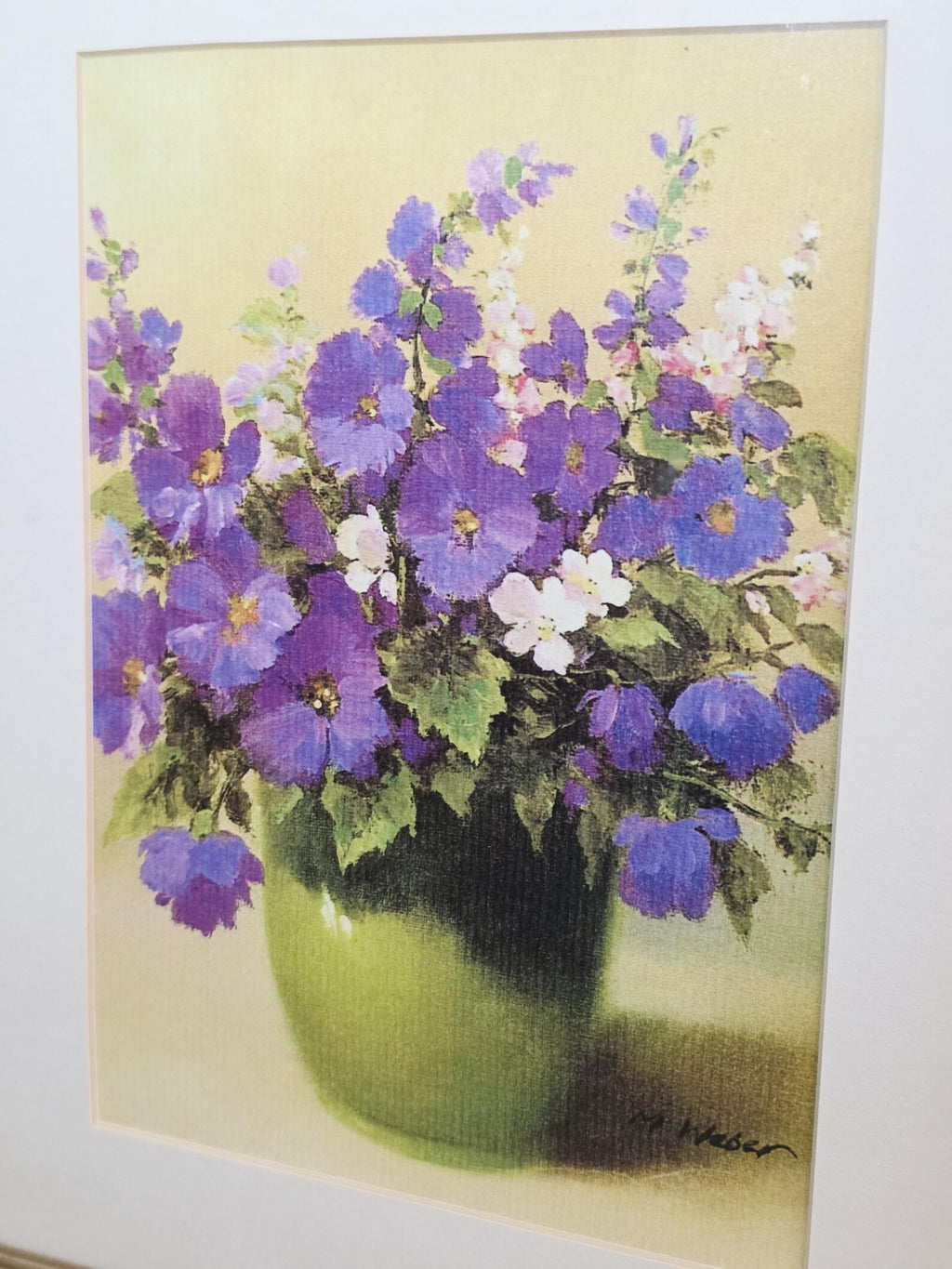 Purple Flowers in a Green Vase — Vintage Framed Print – photo 3