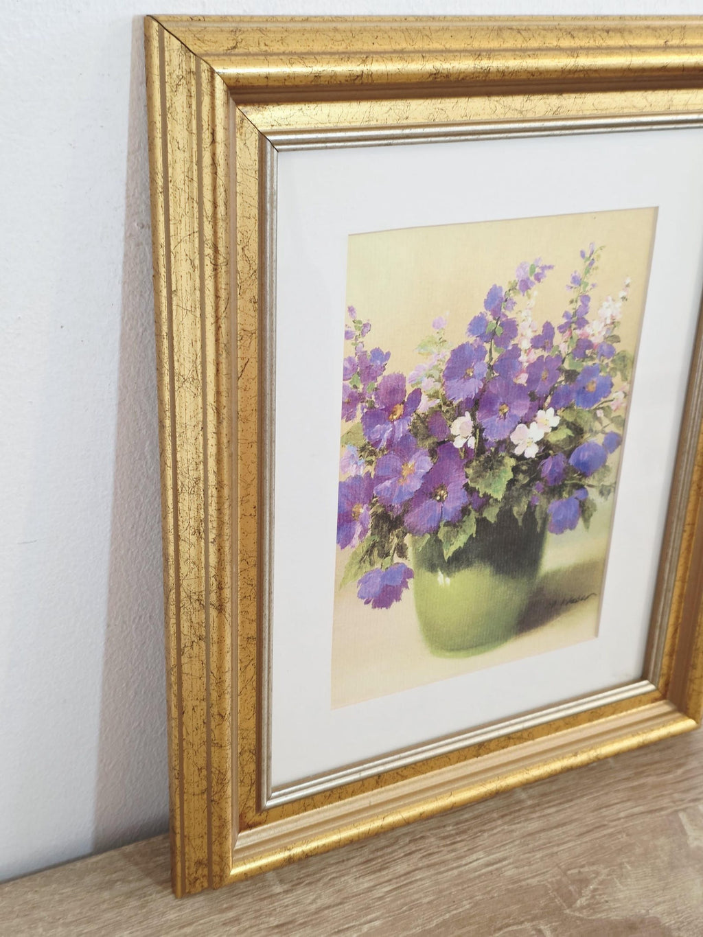 Purple Flowers in a Green Vase — Vintage Framed Print – photo 5