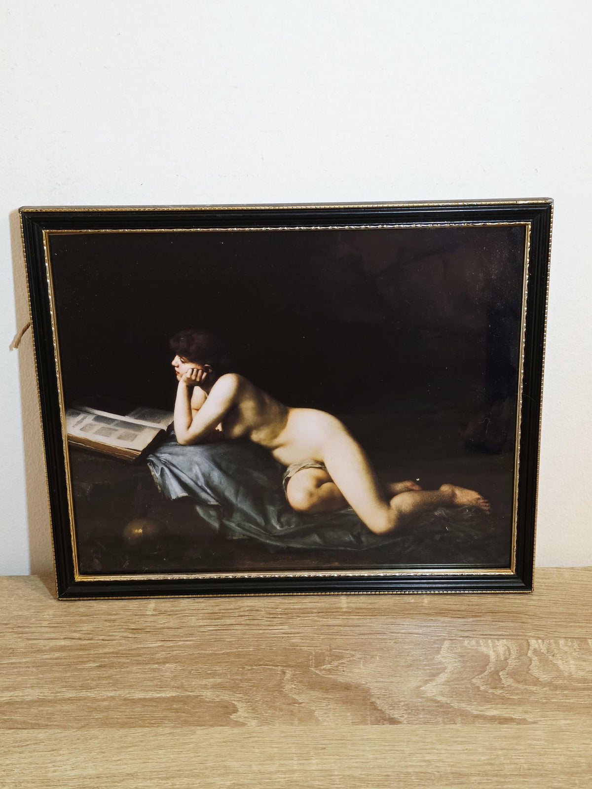 Reclining Nude with an Open Book — Classical Framed Art Print – photo 1