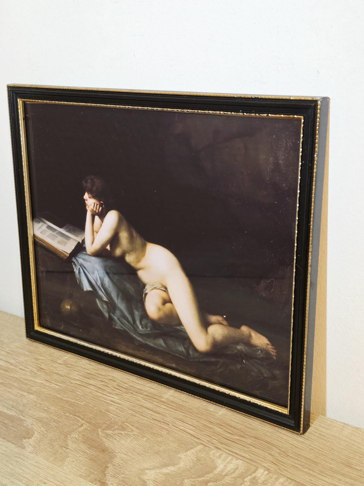 Reclining Nude with an Open Book — Classical Framed Art Print – photo 2