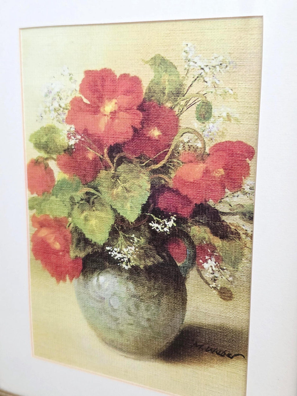 Red Nasturtiums in a Vase — Vintage Framed Floral Print – photo 3
