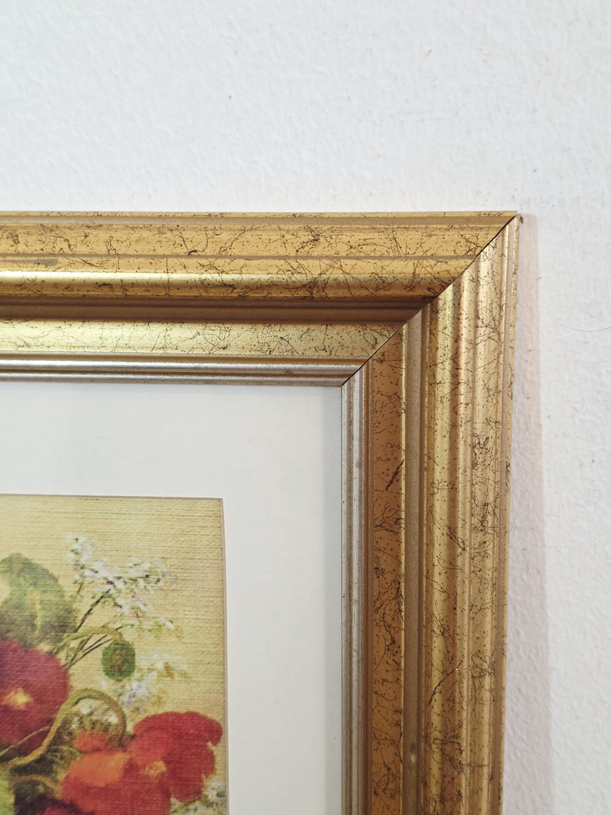 Red Nasturtiums in a Vase — Vintage Framed Floral Print – photo 4