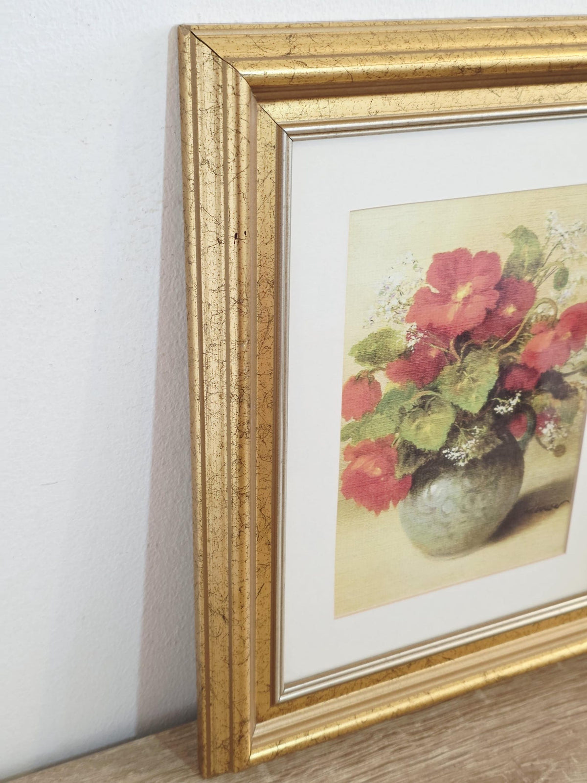 Red Nasturtiums in a Vase — Vintage Framed Floral Print – photo 5