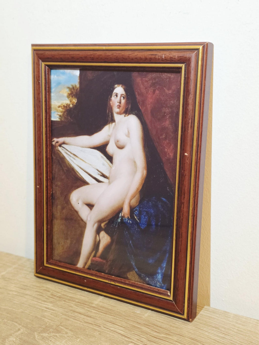 Seated Nude with Red & Blue Drapery — Classical Framed Art Print – photo 2