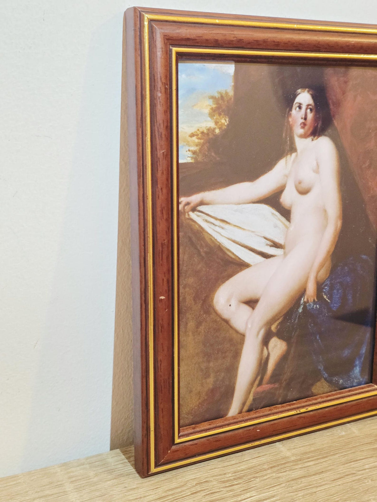 Seated Nude with Red & Blue Drapery — Classical Framed Art Print – photo 3