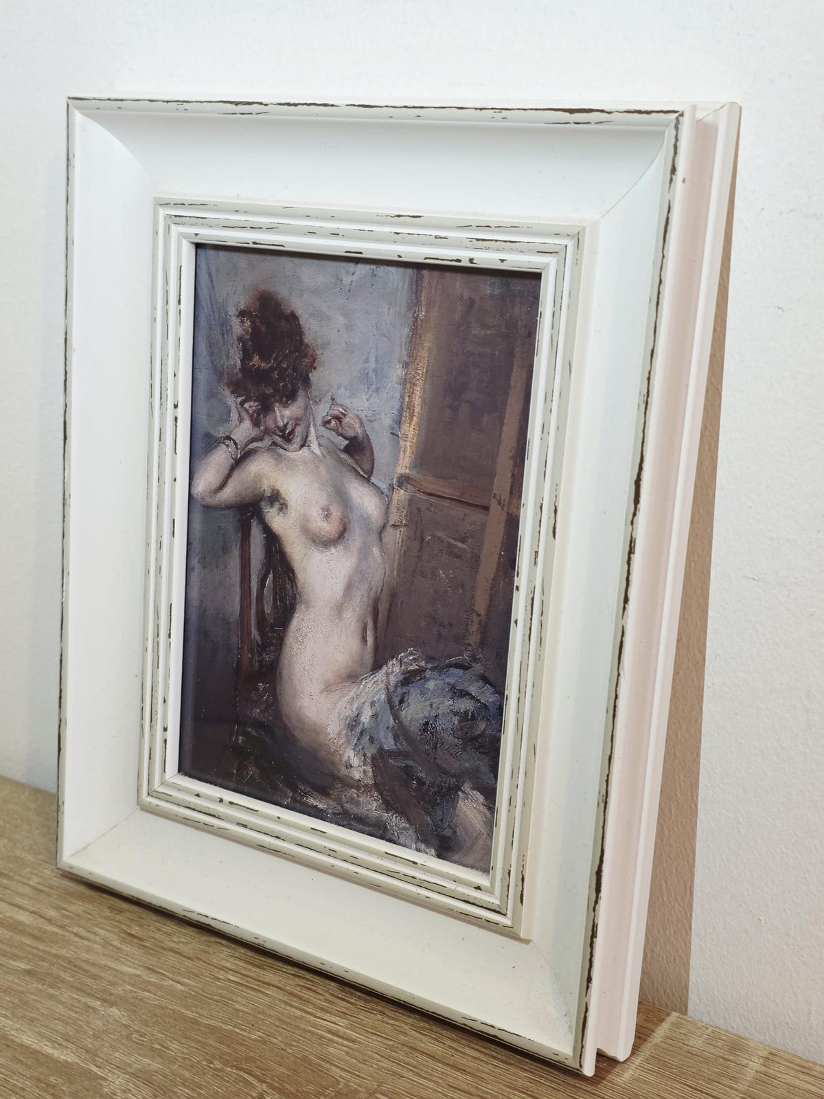 Seated Nude Woman — Art Print in a Distressed Cream Frame – photo 2
