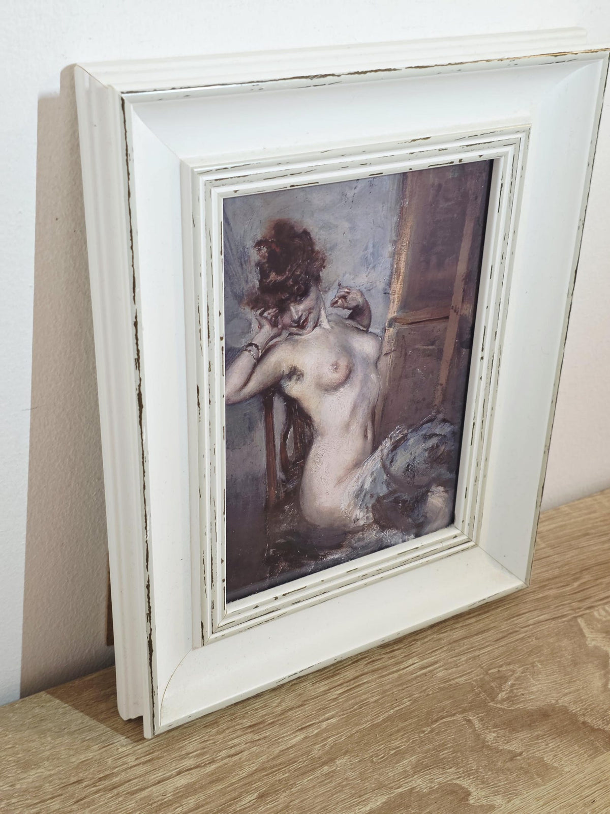Seated Nude Woman — Art Print in a Distressed Cream Frame – photo 3