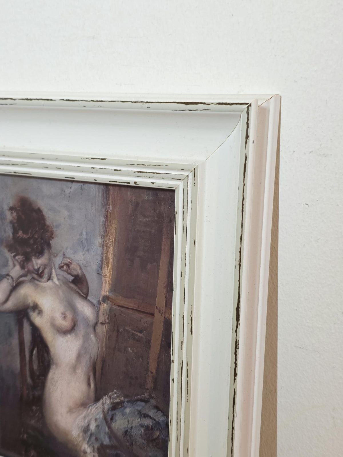 Seated Nude Woman — Art Print in a Distressed Cream Frame – photo 4
