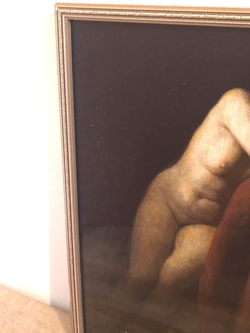 Resting Female Nude — Art Print in an Ornate Antique Gold-Tone Frame — detail 2