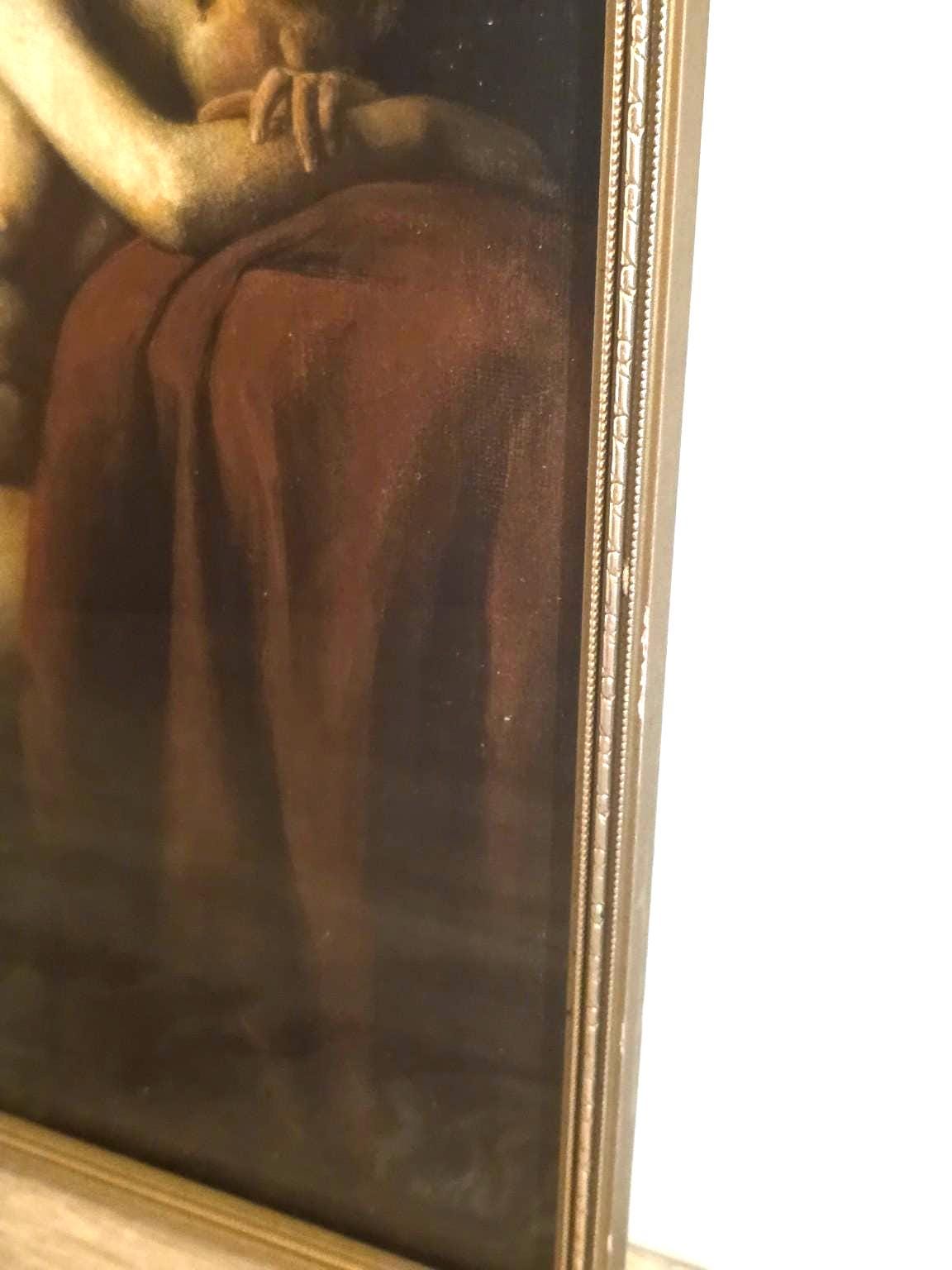 Resting Female Nude — Art Print in an Ornate Antique Gold-Tone Frame — detail 3