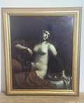 Seated Nude & Red Drapery — Classical Art Print in a Vintage Gold Frame