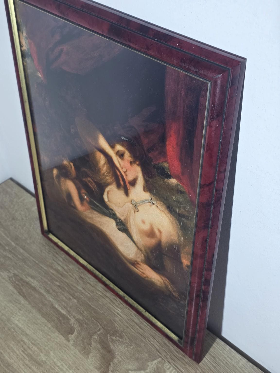 Reclining Lady & Cherub — Classical Art Print in a Burgundy Frame — photo 4