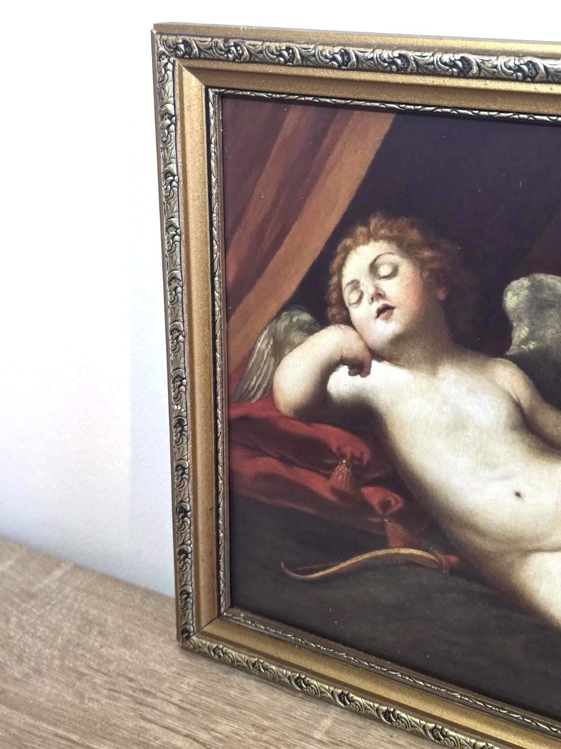 Cupid Asleep — Classical Cherub Print in an Ornate Gold Frame — photo 3
