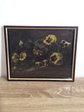 Yellow & Burgundy Pansies — Framed Dark Floral Still Life Print — photo 1
